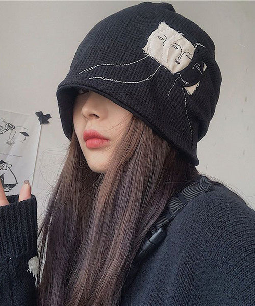 Hat Black Versatile Fashion Bonnie Cotton Patch FashionChic