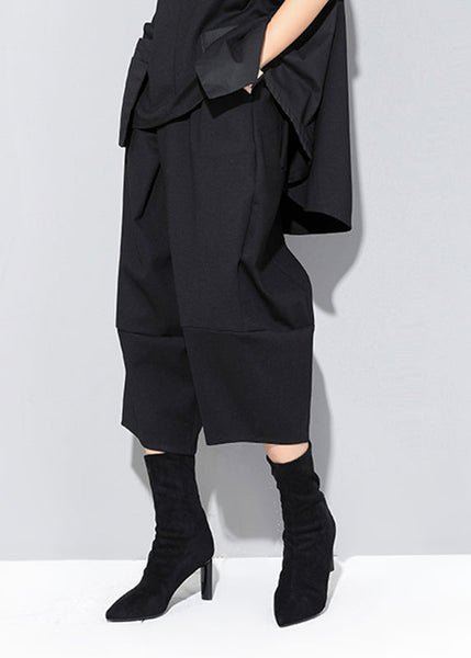 Fashion Black Pockets High Waist Crop Pants Spring RZ004 ABC