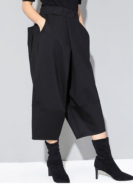 Fashion Black Pockets High Waist Crop Pants Spring RZ004 ABC