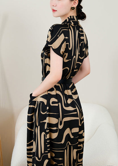 Fashion Black Print Silm Fit Chiffon Dress Summer YY025 OL-SDL2408-16