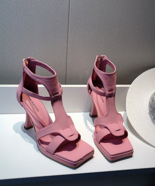 Toe Sandals Black Out Fashion High Heel Hollow Splicing Peep FashionChic