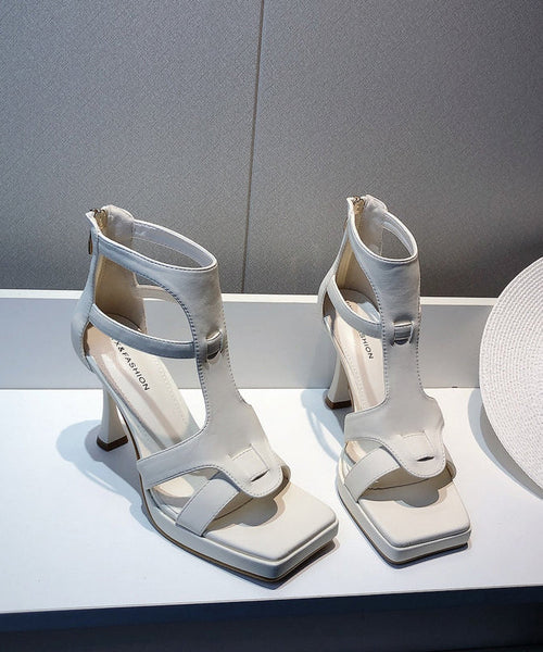 Toe Sandals Black Out Fashion High Heel Hollow Splicing Peep FashionChic