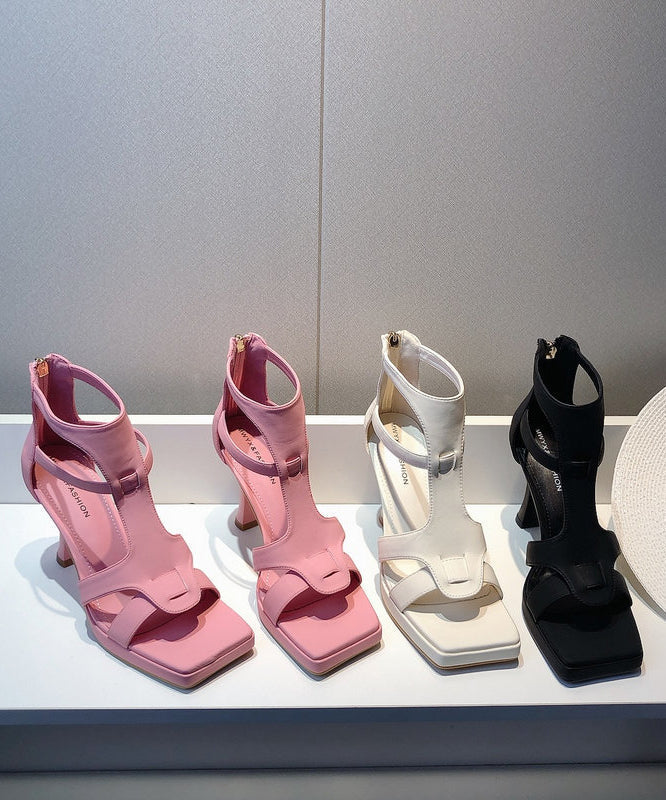 Toe Sandals Black Out Fashion High Heel Hollow Splicing Peep FashionChic