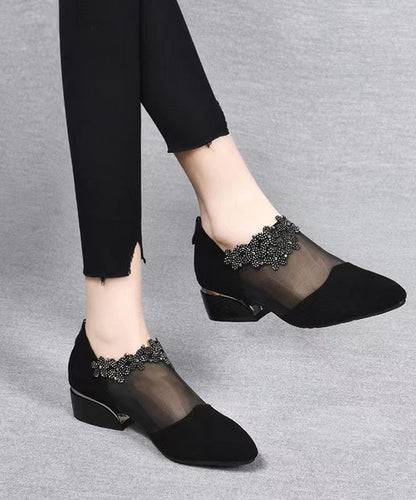 Fashion Black Suede Tulle Splicing Zircon High Heels SL1001 Ada Fashion