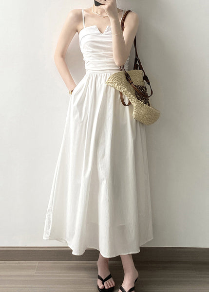 Fashion Black Wrinkled Patchwork Cotton Spaghetti Strap Dress Sleeveless QB005 HS-SDL241025