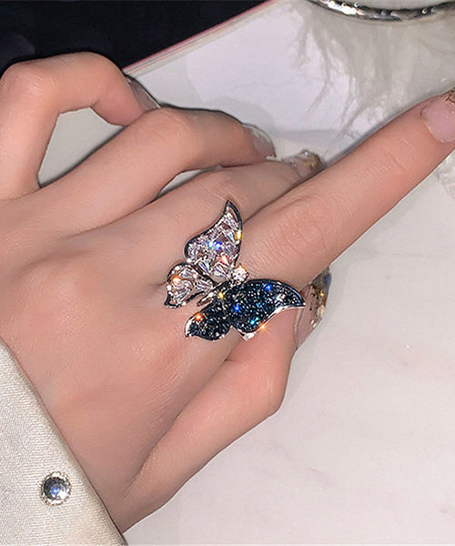 Rings Blue Alloy Zircon Fashion Butterfly FashionChic