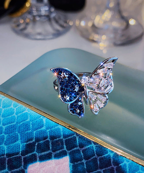 Rings Blue Alloy Zircon Fashion Butterfly FashionChic