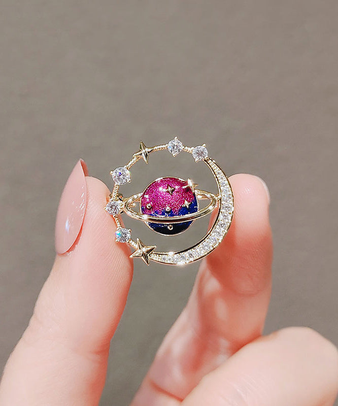 Fashion Blue Alloy Zircon Universe Planet Brooches WP012 JEW-BRO241112