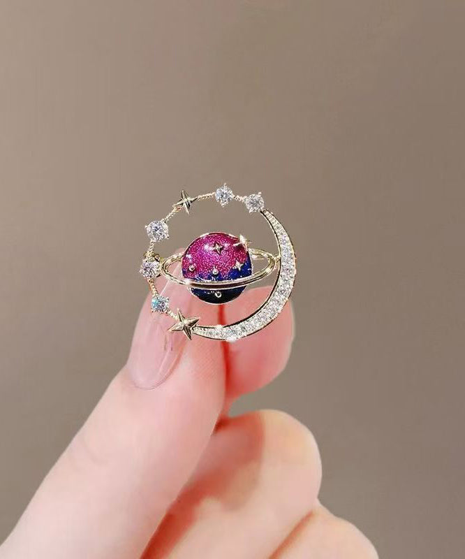 Fashion Blue Alloy Zircon Universe Planet Brooches WP012 JEW-BRO241112