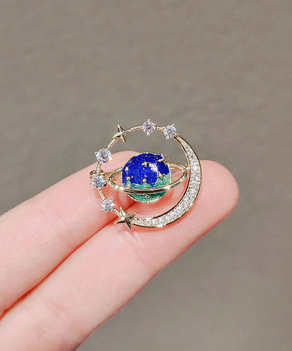 Fashion Blue Alloy Zircon Universe Planet Brooches WP012 JEW-BRO241112