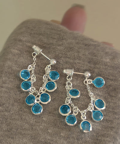 Tassel Of Blue Drop Fashion Grapes Copper Crystal Earrings Bunch FashionChic