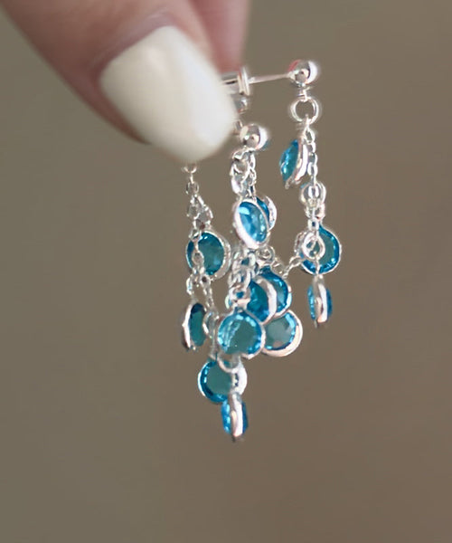 Tassel Of Blue Drop Fashion Grapes Copper Crystal Earrings Bunch FashionChic