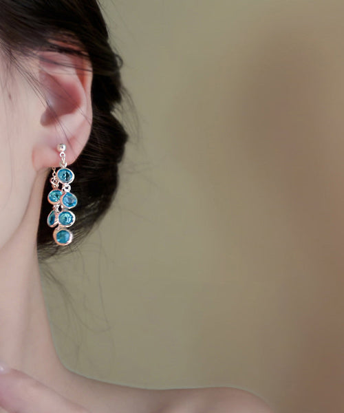 Tassel Of Blue Drop Fashion Grapes Copper Crystal Earrings Bunch FashionChic