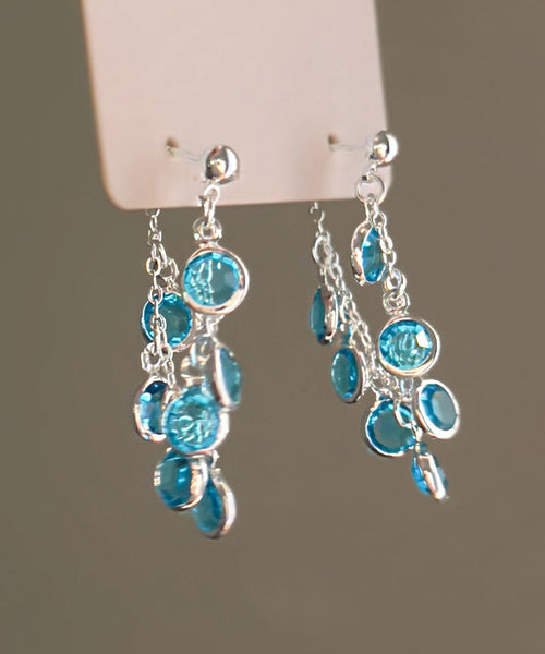 Tassel Of Blue Drop Fashion Grapes Copper Crystal Earrings Bunch FashionChic