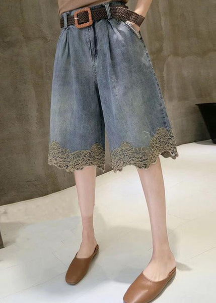 Pants Denim Patchwork Summer Fashion Hot Lace Blue FashionChic