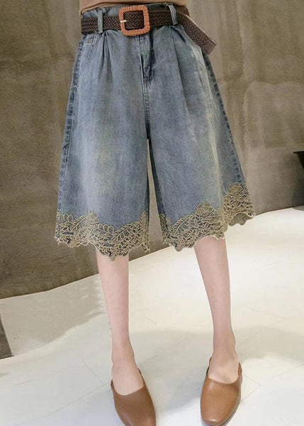 Pants Denim Patchwork Summer Fashion Hot Lace Blue FashionChic