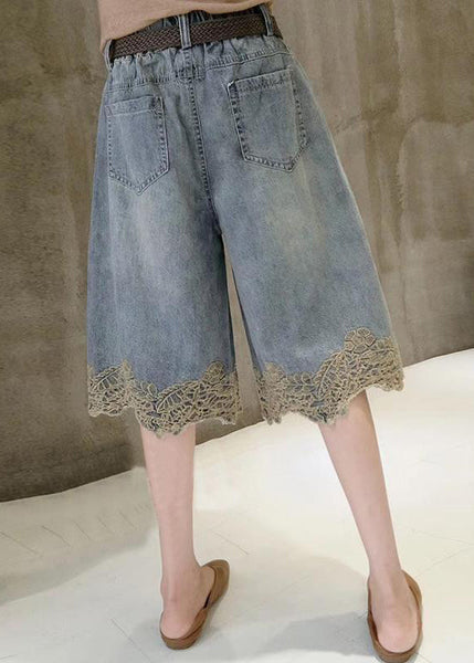 Pants Denim Patchwork Summer Fashion Hot Lace Blue FashionChic
