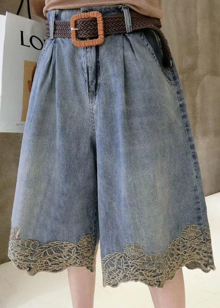 Pants Denim Patchwork Summer Fashion Hot Lace Blue FashionChic
