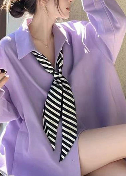 Collar Peter Blue Shirt Fashion Spring Pan Solid FashionChic