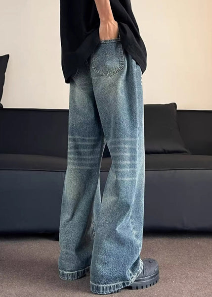 Fashion Blue Pockets Graphic Men Straight Jeans SA027 Men-casual-MENP240726