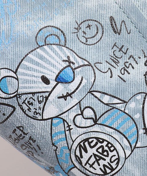 Denim Bucket Blue Print Fashion Patchwork Bag FashionChic