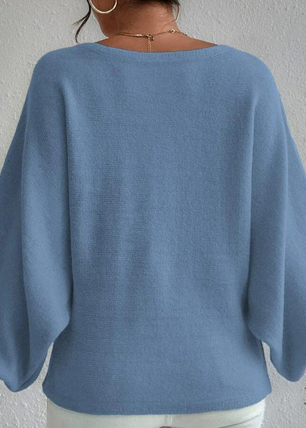 Fashion Blue Slash Neck Knit Sweaters Lantern Sleeve QY017 BB-ZS-WM-NTP241002