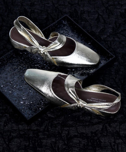 Chunky Sandals Bow Silver Fashion Splicing Sheepskin FashionChic