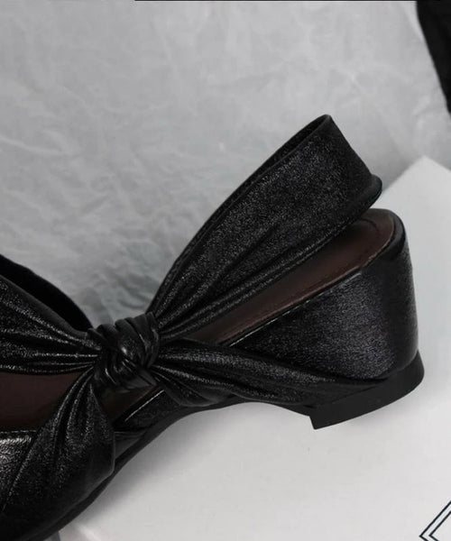 Chunky Sandals Bow Silver Fashion Splicing Sheepskin FashionChic