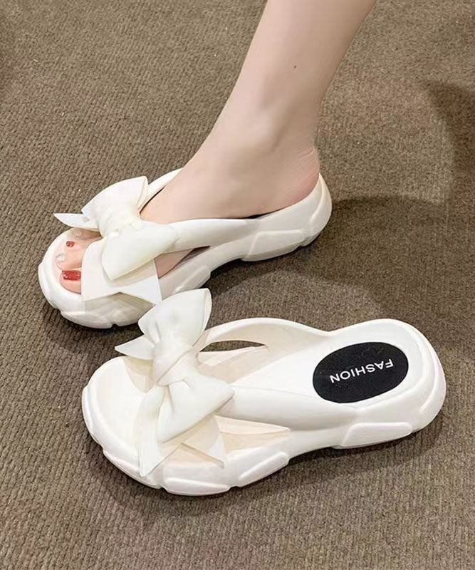 Fashion Bow Splicing Slippers Shoes Rose Peep Toe AA020 shoe-CS240815