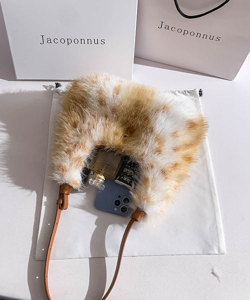 Fashion Fuzzy Handbag Brown Fur Fluffy Versatile Satchel FashionChic