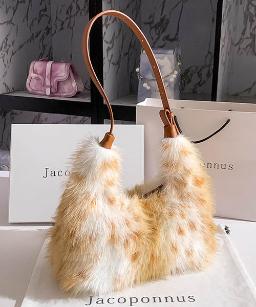 Fashion Fuzzy Handbag Brown Fur Fluffy Versatile Satchel FashionChic