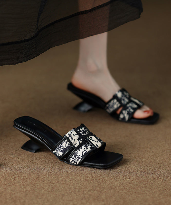 Fashion Splicing Slide Brown Wedge Toe Peep Sandals FashionChic