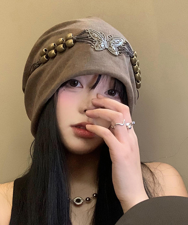 Fashion Brown Tie Dye Tassel Bead Butterfly Bonnie Hat WI023 hat-HAT241105