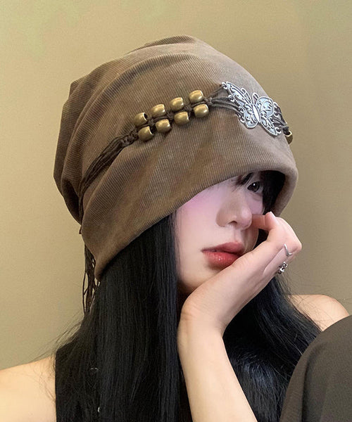 Fashion Brown Tie Dye Tassel Bead Butterfly Bonnie Hat WI023 hat-HAT241105