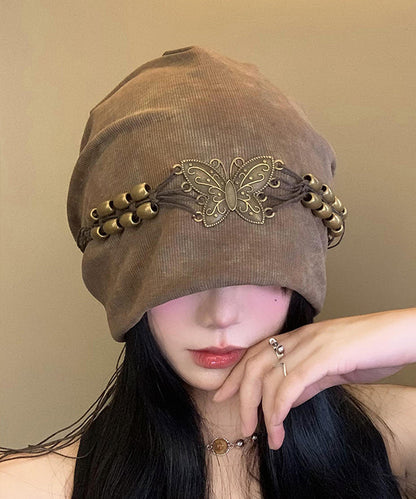 Fashion Brown Tie Dye Tassel Bead Butterfly Bonnie Hat WI023 hat-HAT241105