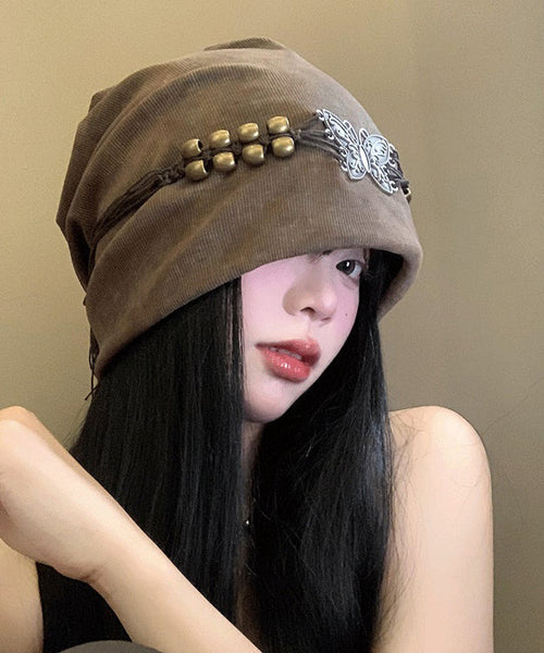 Fashion Brown Tie Dye Tassel Bead Butterfly Bonnie Hat WI023 hat-HAT241105