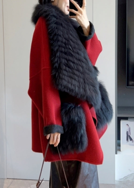 Fashion Camel Fur Collar Patchwork Long Woolen Coats Winter WN003 ABC