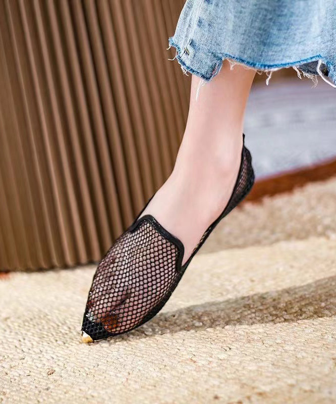 Fashion Comfortable Flat Feet Shoes Black Pointed Toe Hollow Out XC1051 Ada Fashion