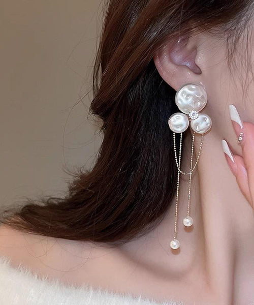 Alloy Earrings Pear Fashion Floral Tassel Drop Gold FashionChic