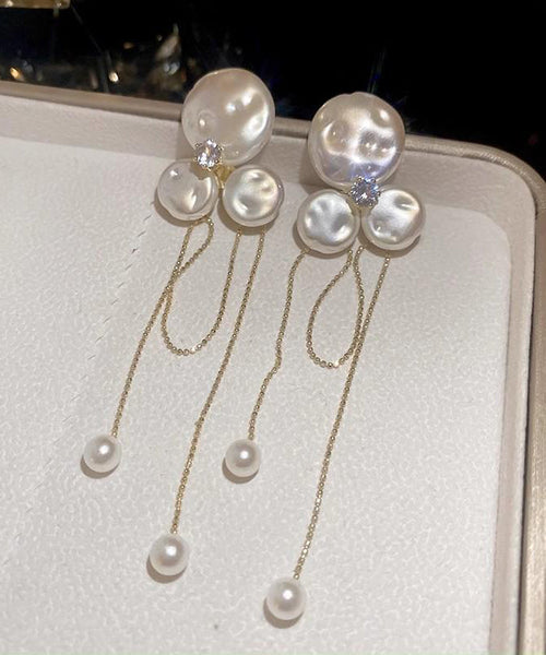 Alloy Earrings Pear Fashion Floral Tassel Drop Gold FashionChic