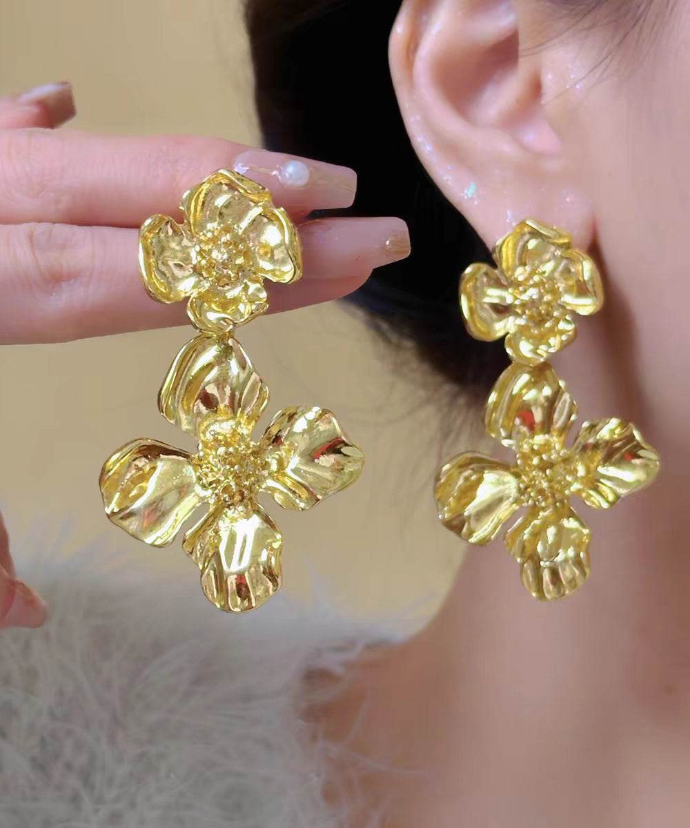Stud Ancient Fashion Earrings Floral Gold FashionChic
