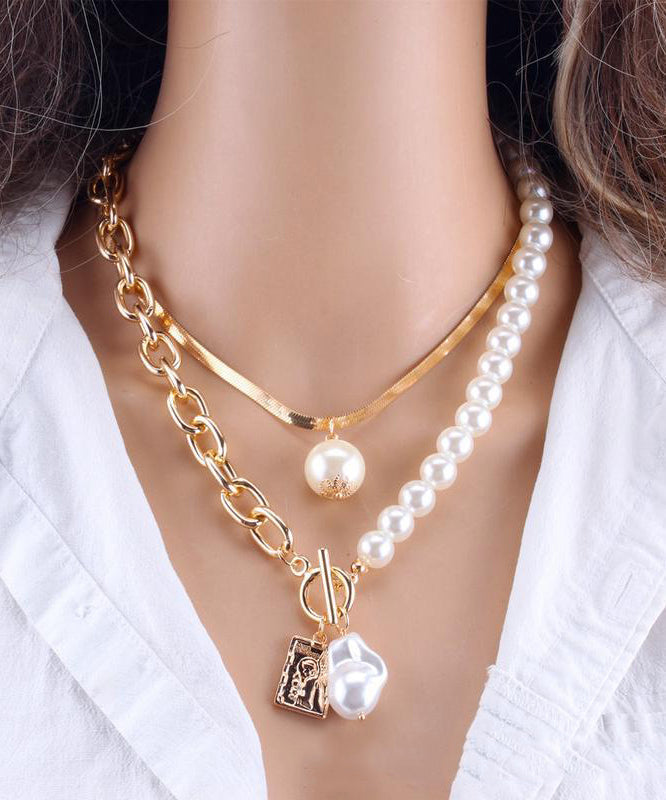 Pearl Chain Metal Women Gold For Baroque Necklace Fashion FashionChic