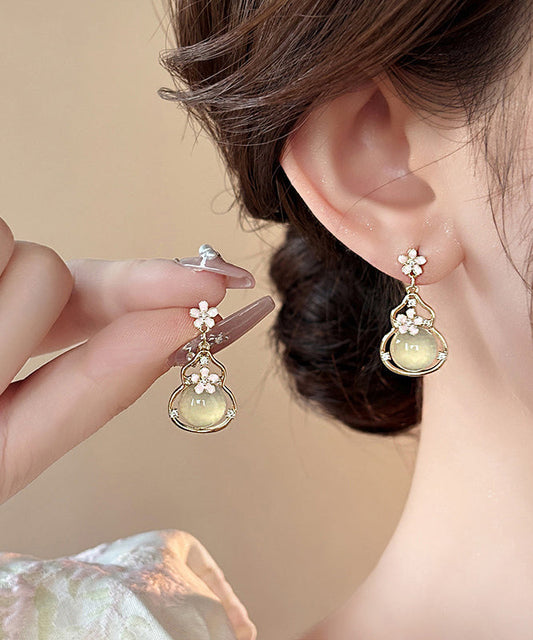 Fashion Gold Copper Alloy Floral Gourd Drop Earrings RB015 ABC