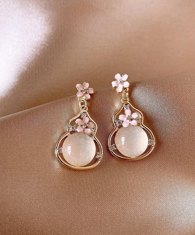 Fashion Gold Copper Alloy Floral Gourd Drop Earrings RB015 ABC