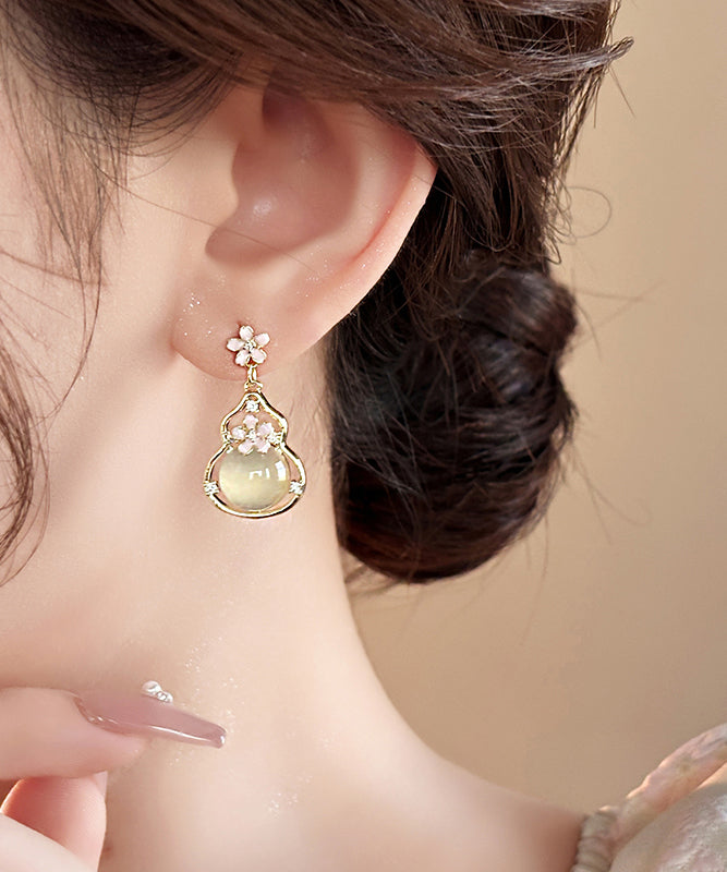 Fashion Gold Copper Alloy Floral Gourd Drop Earrings RB015 ABC