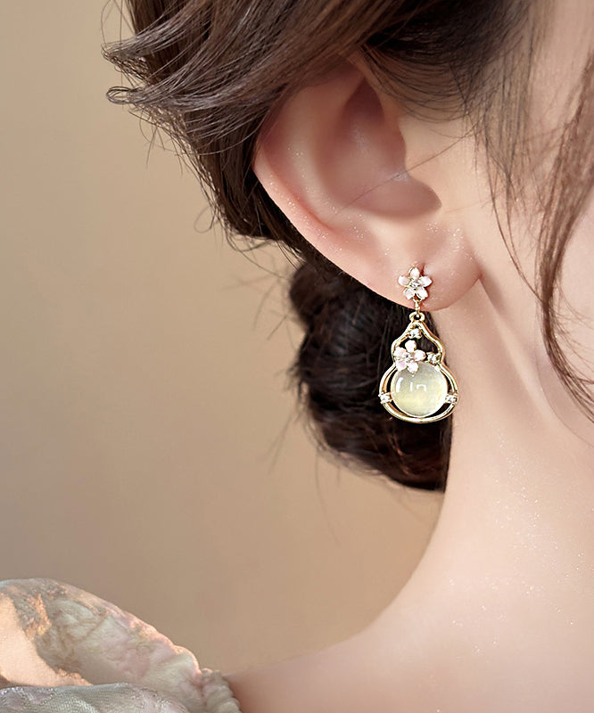 Fashion Gold Copper Alloy Floral Gourd Drop Earrings RB015 ABC