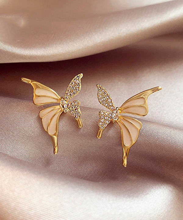 Fashion Gold Copper Alloy Zircon Butterfly Stud EarringsGH1010 Ada Fashion
