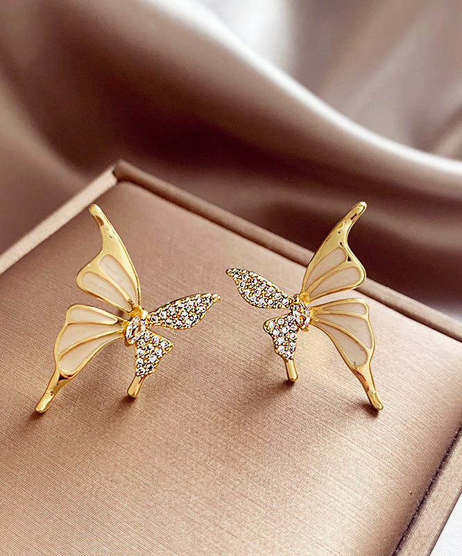 Fashion Gold Copper Alloy Zircon Butterfly Stud EarringsGH1010 Ada Fashion