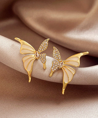 Fashion Gold Copper Alloy Zircon Butterfly Stud EarringsGH1010 Ada Fashion