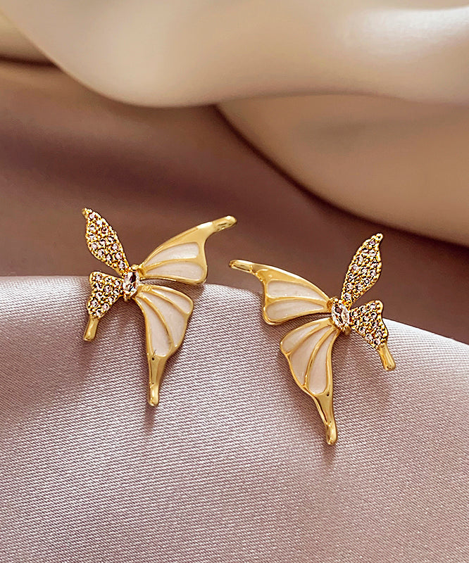 Fashion Gold Copper Alloy Zircon Butterfly Stud EarringsGH1010 Ada Fashion